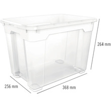 Úložný box z plastu s rozmermi 368 mm x 256 mm x 264 mm
