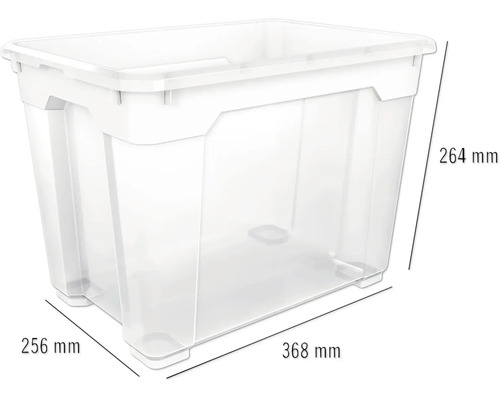 Úložný box z plastu s rozmermi 368 mm x 256 mm x 264 mm