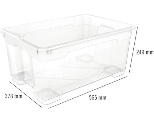 Úložný box z plastu s rozmermi 565 mm x 378 mm x 249 mm
