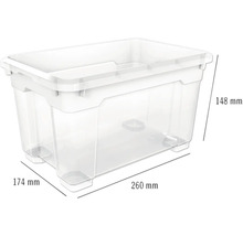 Úložný box z plastu s rozmermi 260 x 174 x 148 milimetrov