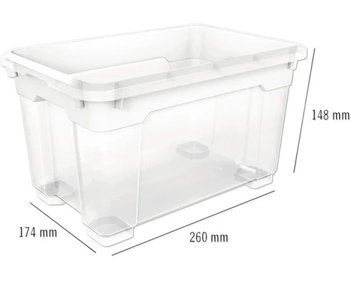 Úložný box z plastu s rozmermi 260 x 174 x 148 milimetrov