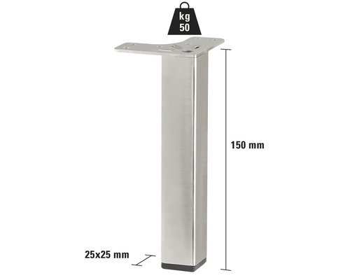 Kovová noha nábytku, výška 150 mm, nosnosť do 50 kg