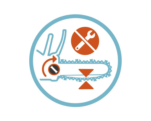 Symbol pre napínanie reťaze reťazovej píly bez použitia náradia