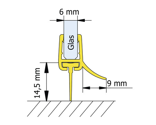 Technický nákres sprchového tesnenia s rozmermi