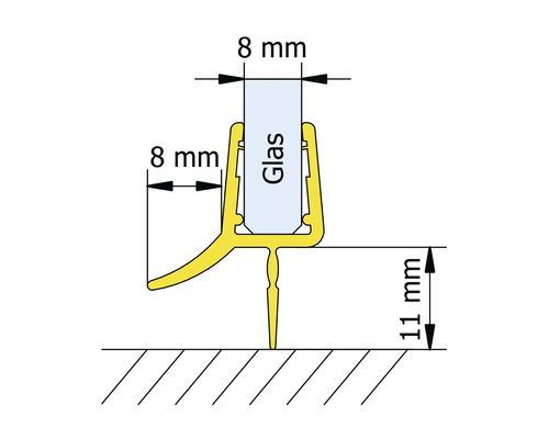 Technický nákres sprchového tesnenia s rozmermi