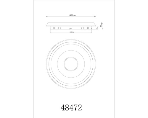 Technický výkres okrúhleho stropného svietidla s rozmermi