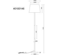 Technický nákres stojacej lampy s rozmermi 1510 mm výšky a 350 mm priemerom tienidla.