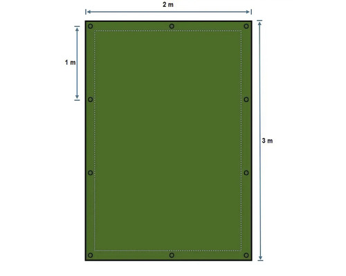 Plachta s očkami a rozmermi 2 metre krát 3 metre