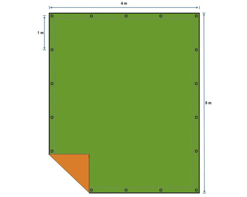 Plachta s očkami, rozmery 4 metre krát 5 metrov