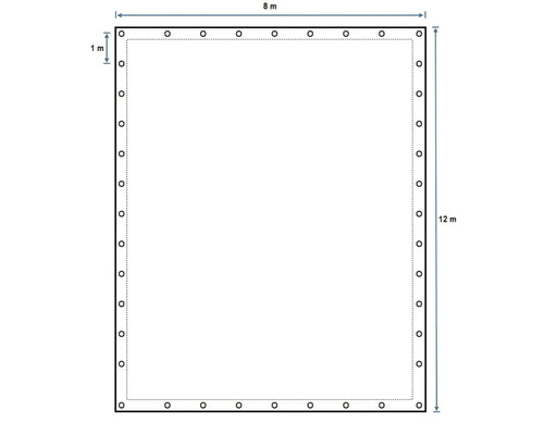 Obrázok obdĺžnikovej nádrže s rozmermi osem krát dvanásť metrov