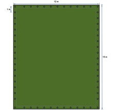 Plachta 12 metrov krát 15 metrov s očkami vzdialenými od seba 1 meter