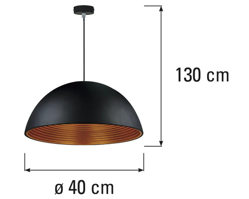 Závesné svietidlo, priemer 40 centimetrov, výška 130 centimetrov