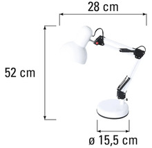 Stolná lampa s rozmermi 28 cm šírka, 52 cm výška a priemer 15,5 cm