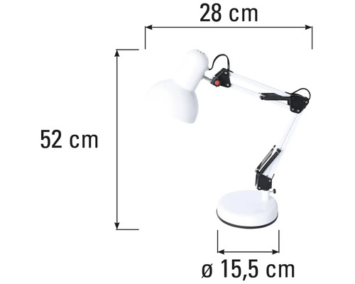 Stolná lampa s rozmermi 28 cm šírka, 52 cm výška a priemer 15,5 cm
