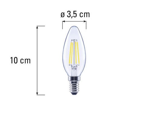Číra LED žiarovka v tvare kvapky s rozmermi 10 krát 3,5 centimetra