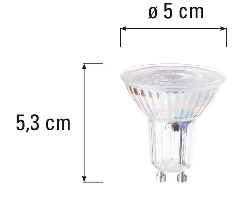 Žiarovka GU10 s rozmermi