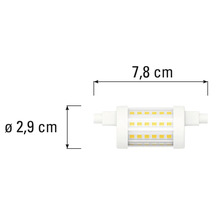 LED žiarovka, dĺžka 7,8 cm a priemer 2,9 cm