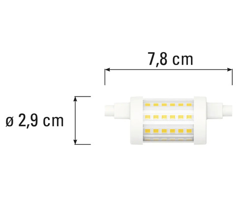 LED žiarovka, dĺžka 7,8 cm a priemer 2,9 cm