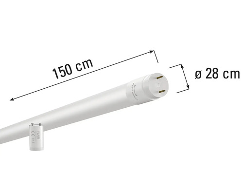 LED trubica s dĺžkou 150 centimetrov a priemerom 28 centimetrov