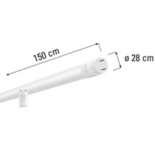 Dlhá, štíhla LED trubica s rozmermi 150 x 28 centimetrov.