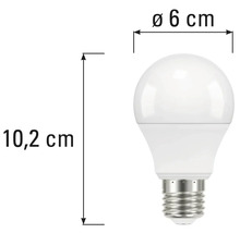 Obrázok žiarovky s rozmermi 10,2 centimetrov na výšku a 6 centimetrov v priemere.