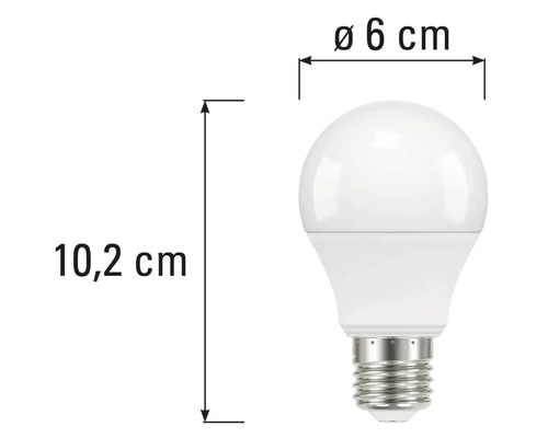 Obrázok žiarovky s rozmermi 10,2 centimetrov na výšku a 6 centimetrov v priemere.