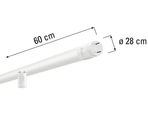 Obrázok žiarivky s dĺžkou 60 centimetrov a priemerom 28 milimetrov