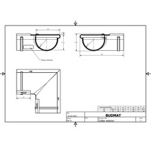 Technický nákres vonkajšieho rohového profilu s rozmermi