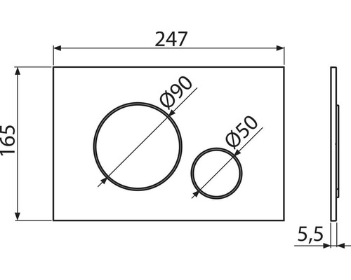 Technický nákres ovládacieho panela s rozmermi