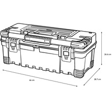 Obrázok debny na náradie s rozmermi 66 cm dĺžka, 26,6 cm výška a 28,7 cm šírka.
