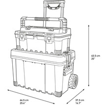 Kufrík na náradie s kolieskami a teleskopickou rukoväťou, rozmery: 63,5 cm výška, 64,5 cm šírka, 37,3 cm hĺbka