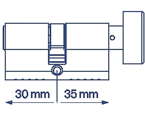 Ilustrácia cylindrického zámku s rozmermi 30 mm a 35 mm.