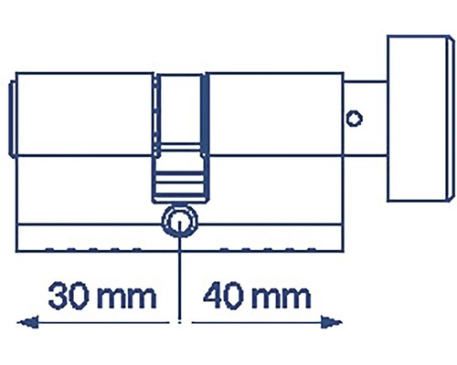 Schéma cylindrického zámku s rozmermi 30 mm a 40 mm