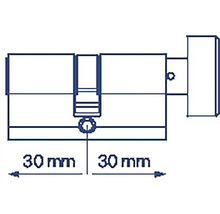 Nákres dverovej vložky s rozmermi 30 mm a 30 mm.