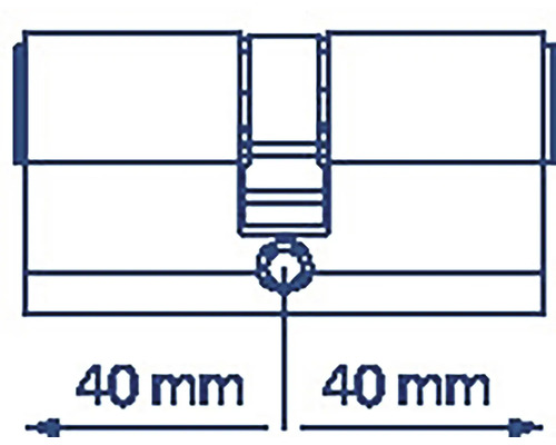 Ilustrácia cylindrického zámku s rozmermi 40 mm