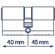 Nákres dverovej vložky s rozmermi 40 milimetrov a 45 milimetrov