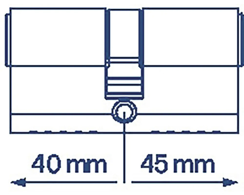 Nákres dverovej vložky s rozmermi 40 milimetrov a 45 milimetrov