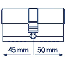 Nákres profilového valca s rozmermi 45 milimetrov a 50 milimetrov