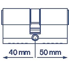Nákres cylindrického zámku s rozmermi 40 mm a 50 mm