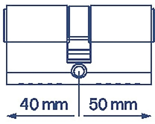 Nákres cylindrického zámku s rozmermi 40 mm a 50 mm