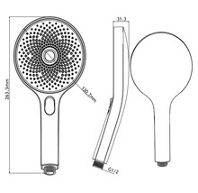 Technický nákres ručnej sprchy s rozmermi
