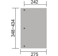 Výkres produktu s rozmermi: 348 až 434 x 242 až 275