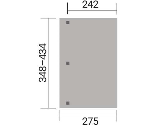 Výkres produktu s rozmermi: 348 až 434 x 242 až 275