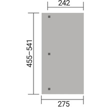 Technický nákres s rozmermi stavebného prvku: 242, 275 a 455 až 541.