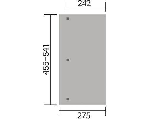 Technický nákres s rozmermi stavebného prvku: 242, 275 a 455 až 541.