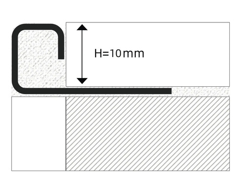 Zobrazenie schodiskového profilu s výškou 10 mm.