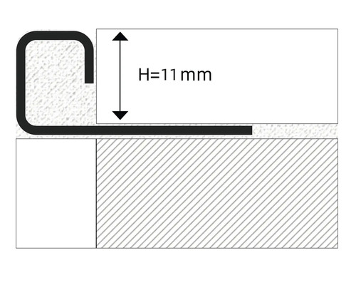 Profilový nákres prechodového profilu s výškou 11 milimetrov