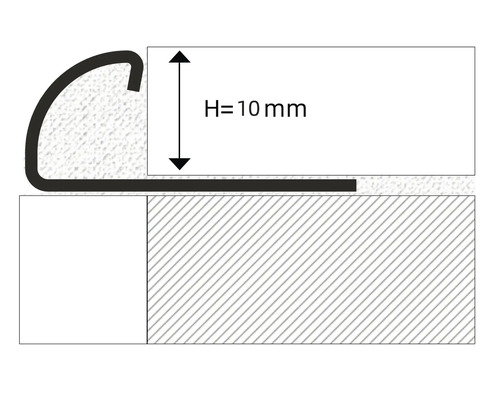 Profilový nákres prechodového profilu s výškou 10 milimetrov