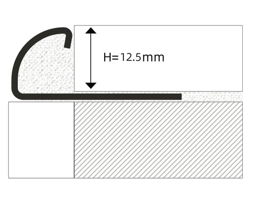 Ilustrácia profilu hrany schodu s výškou 12,5 mm.