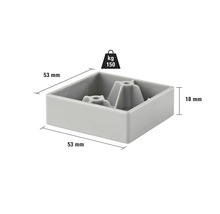 Plastový klzák na nábytok, nosnosť do 150 kilogramov, s rozmermi 53 x 53 x 18 milimetrov